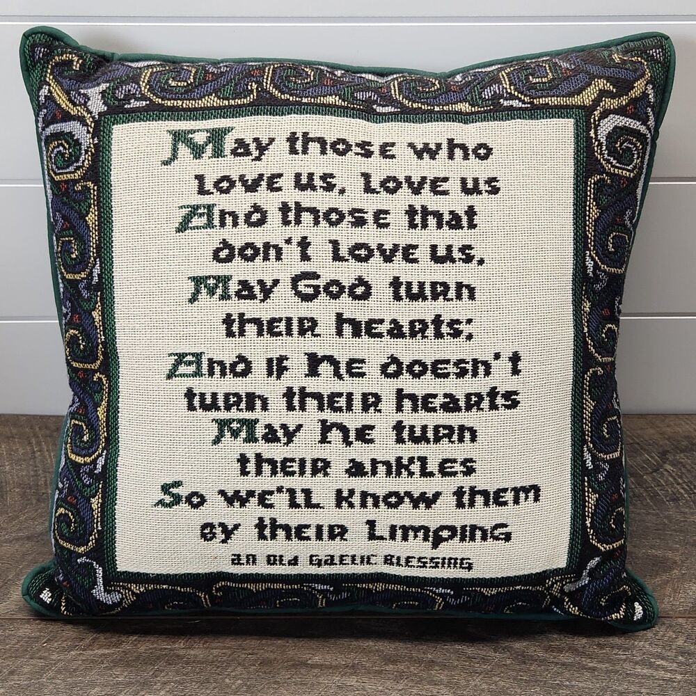 An Old Gaelic Blessing Tapestry Pillow 15"x14"
